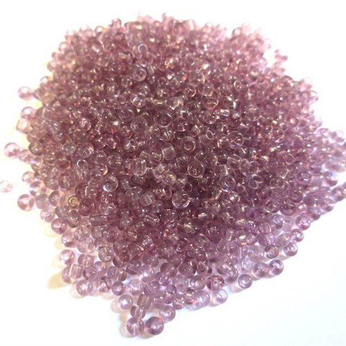 10gr perles de rocaille violet transparent en verre  2mm (environ 800 perles)