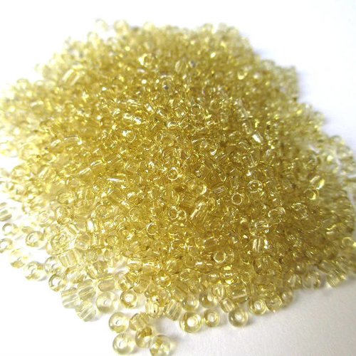 10gr perles de rocaille jaune brillant en verre  2mm (environ 800 perles)