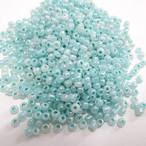 10gr perles de rocaille bleu ciel nacré en verre  2mm (environ 800 perles)