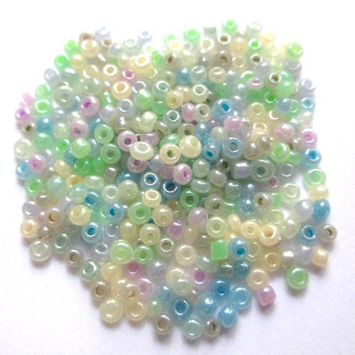 10gr perles de rocaille multicolore nacré  2mm (environ 800 perles)