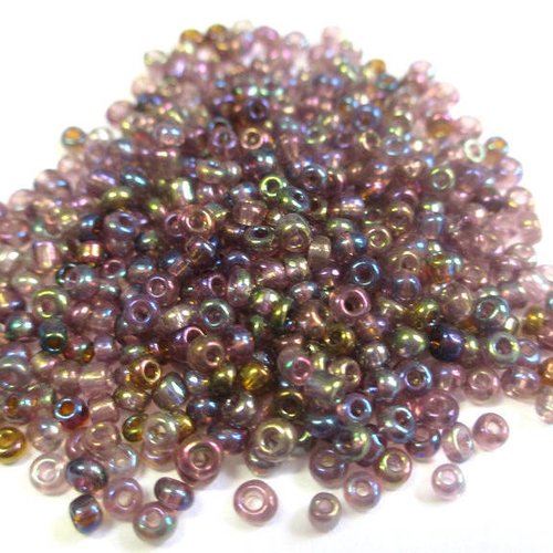 10gr perles de rocaille violet bleu brilant 2mm (environ 800 perles)