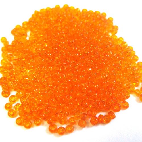 10gr perles de rocaille orange transparent 2mm (environ 800 perles)