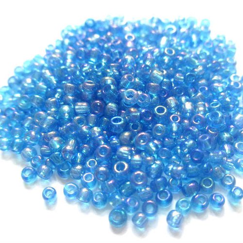 10gr perles de rocaille bleu brillant 2mm (environ 800 perles)