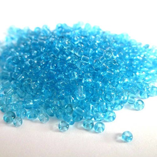 10gr perles de rocaille bleu transparent 2mm (environ 800 perles)