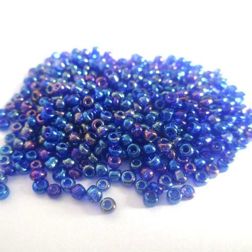 10gr perles de rocaille bleu foncé arc en ciel 2mm (environ 800 perles)