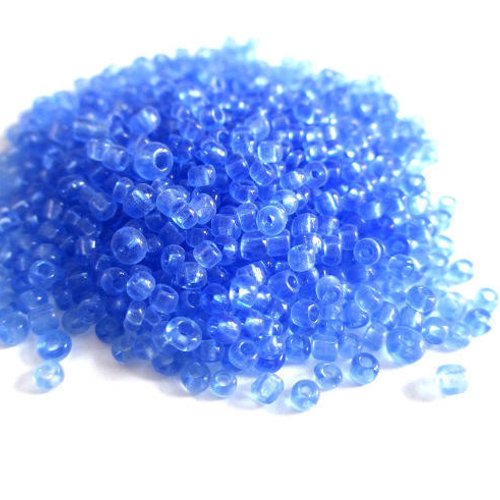 10gr perles de rocaille bleu foncé transparent 2mm (environ 800 perles)