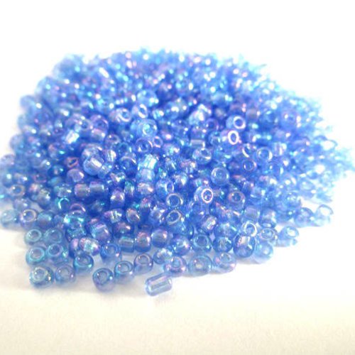 10gr perles de rocaille bleu mauve 2mm (environ 800 perles)