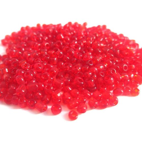 10gr perles de rocaille rouge transparent 2mm (environ 800 perles)