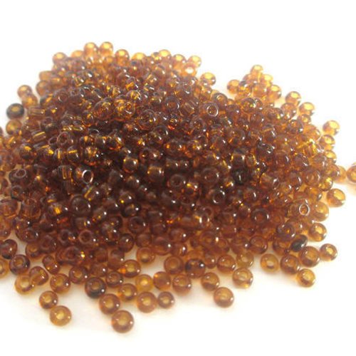 10gr perles de rocaille marron transparent 2mm (environ 800 perles)