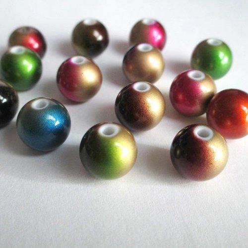 Lot 20 perles acrylique bicolore mélange de couleur  12mm