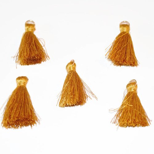 7 breloques pompons vieil or en coton 3cm
