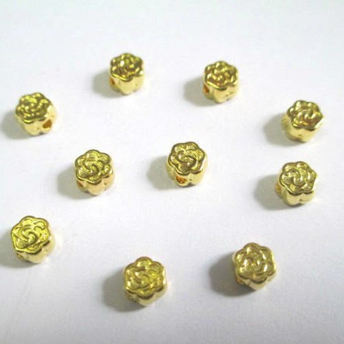 10 perles métal intercalaires fleur couleur  doré 5x3mm
