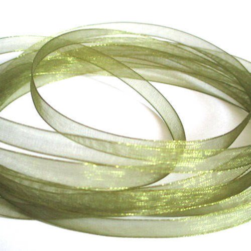 15m ruban organza vert olive 6mm