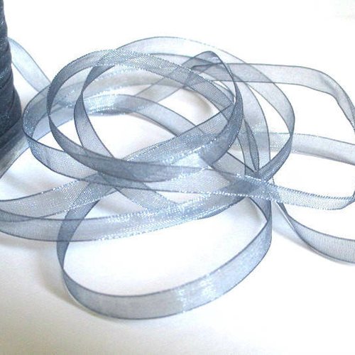 5m ruban organza  gris 6mm