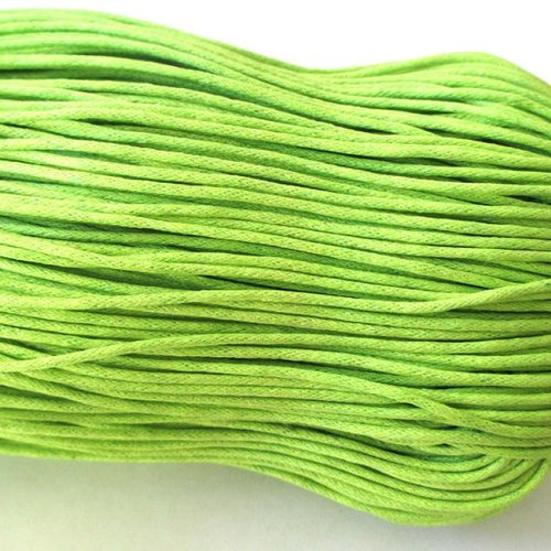 5 mètres fil coton ciré vert anis 1.5mm