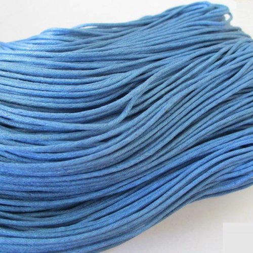 5 mètres fil coton ciré bleu azur 1.5mm