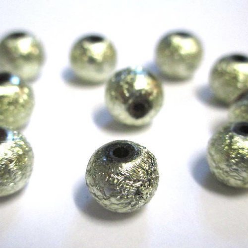 10 perles doré brillant  en verre  8mm