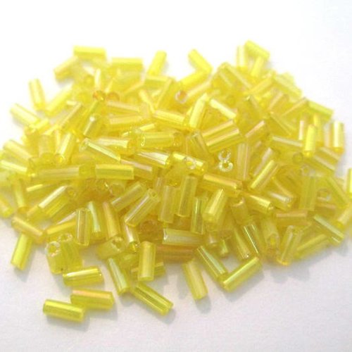 10gr perles de rocaille tube en verre couleur jaune  5mm
