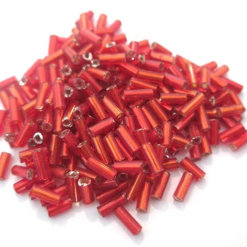 10gr perles de rocaille tube en verre couleur rouge 5mm