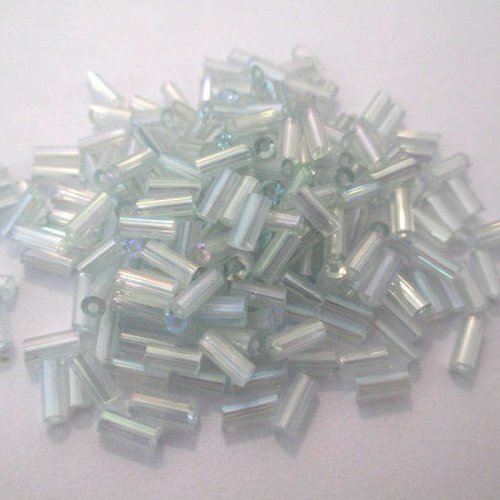 10gr perles de rocaille tube en verre couleur bleu très clair 5mm