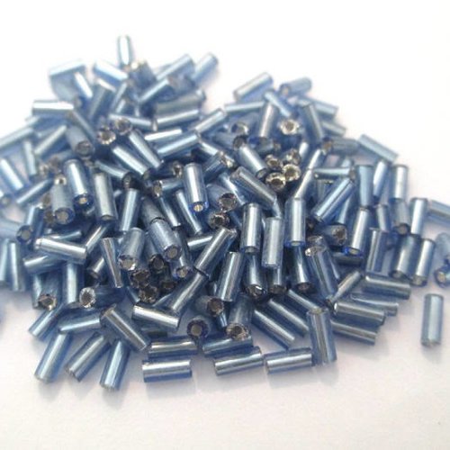 10gr perles de rocaille tube en verre couleur bleu 5mm