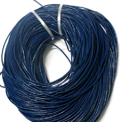 1 mètre cordon cuir bleu 2mm