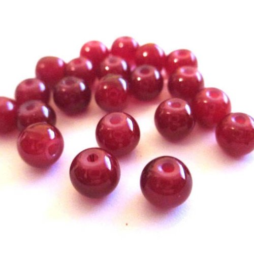 20 perles en verre rouges 6mm
