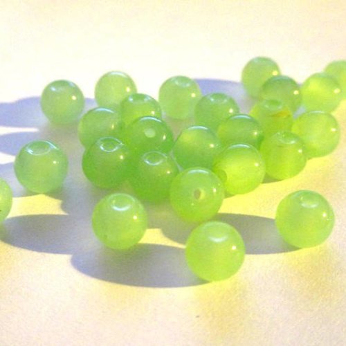 20 perles en verre vertes 6mm