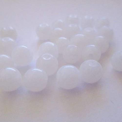 20 perles en verre blanches 6mm