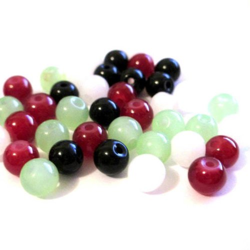 40 perles en verre mélange de couleur 6mm