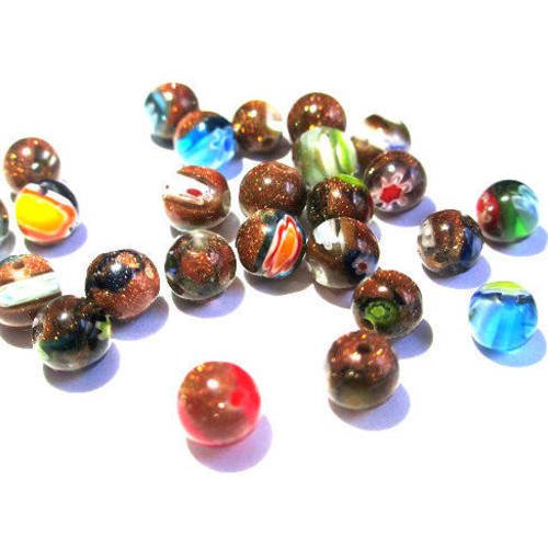 10 perles agate rayé sable d or multicolore 6mm 