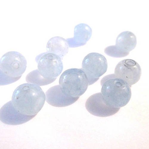 10 perles jade naturelle bleu  8mm (44) 