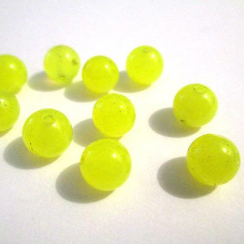 10 perles jade naturelle jaune fluo 8mm (40) 