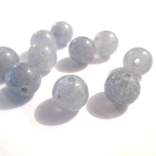 10 perles jade naturelle gris 8mm (39) 