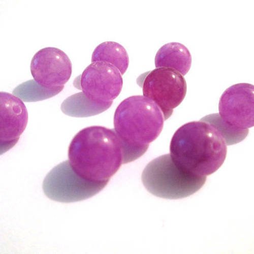 10 perles jade naturelle violet 8mm (38) 