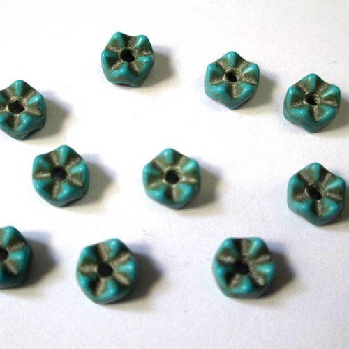 10 perles intercalaire howlite bleu 6x4mm 