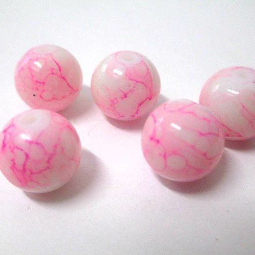 10 perles rose en verre tréfilé  12mm 
