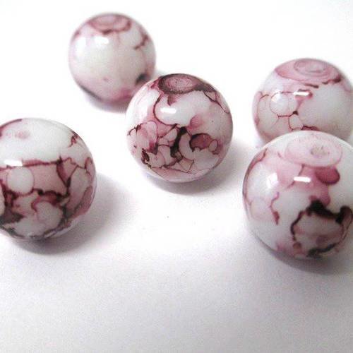 10 perles bordeaux en verre tréfilé  12mm 