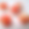 5 perles orange tréfilé  en verre 12mm 