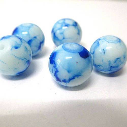 5 perles en verre tréfilé bleu foncé 12mm 