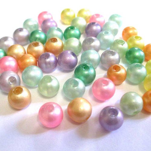 50 perles brillantes en verre mélange de couleurs  8mm (e-41) 