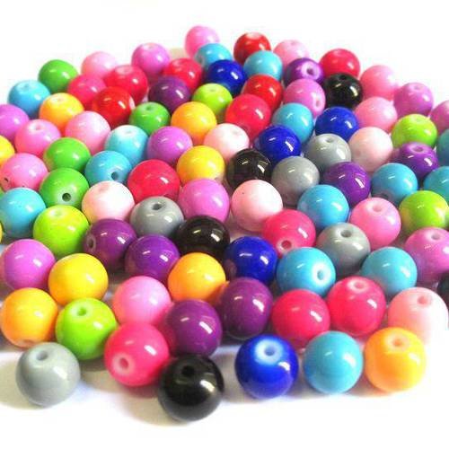 100 perles en verre peint mélange de couleur 8mm 