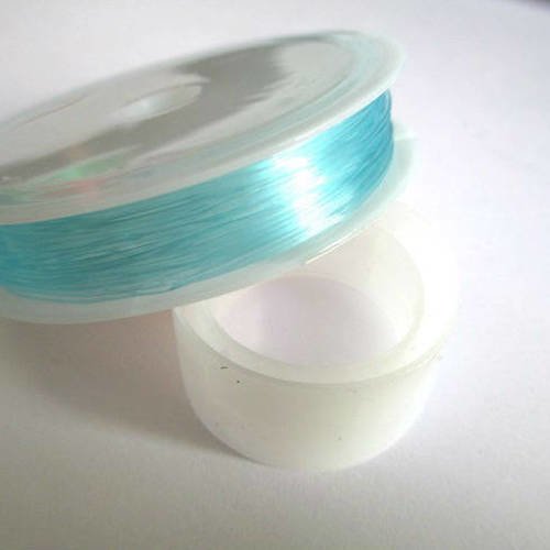 1 bobine de 7.50 m fil cristal élastique bleu clair  0.8mm 