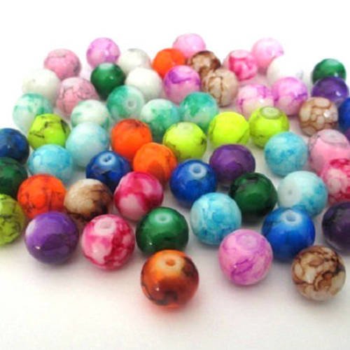 60 perles tréfilé en verre mélange de couleur  10mm 