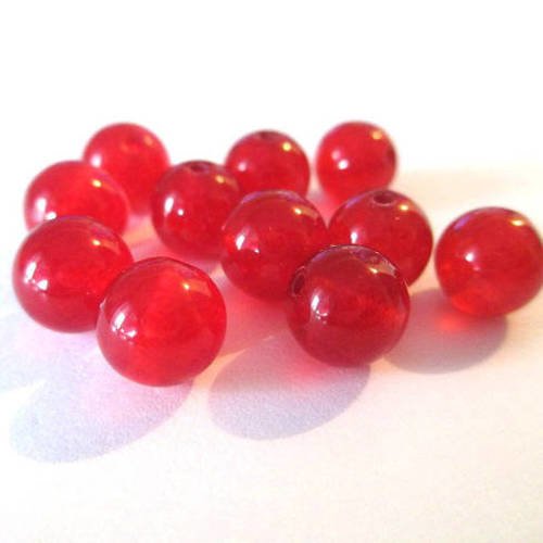 10 perles jade naturelle rouge 8mm (16) 