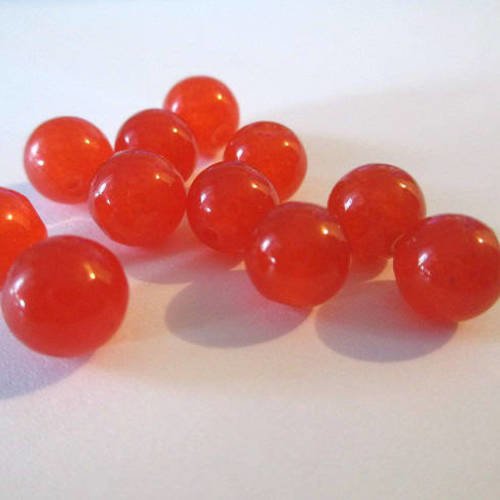 10 perles jade naturelle orange 8mm (14) 