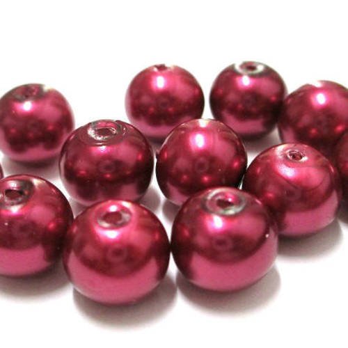 10 perles bordeaux nacré en verre 10mm (f-06) 