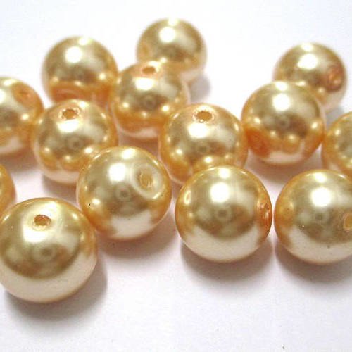 10 perles doré nacré en verre 10mm (f-05) 
