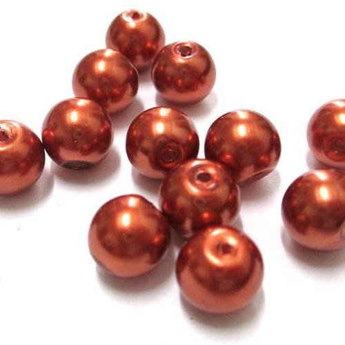 10 perles cuivre nacré en verre 10mm (f-01) 