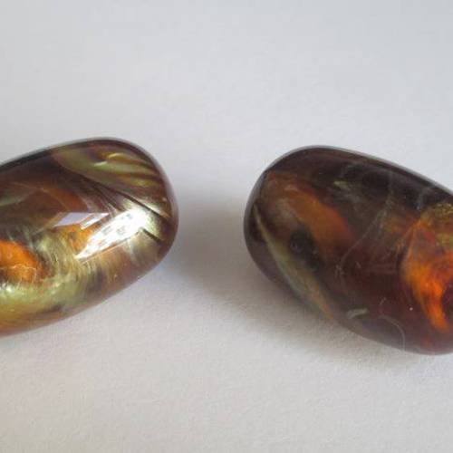 2 perles acrylique  effet mabré  27x16mm 